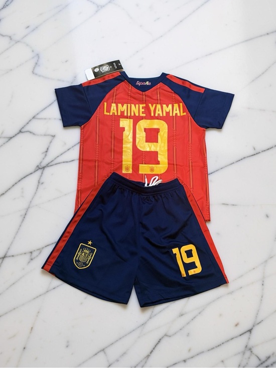 Generic Other - Kids Spain Lamine Yamal #19 Soccer Jersey + Shorts Set — Youth España Kit